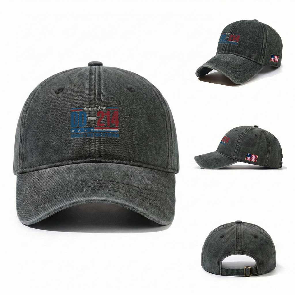 DD-214 Veteran Washed Cotton Baseball Cap America's True Form Of Freedom