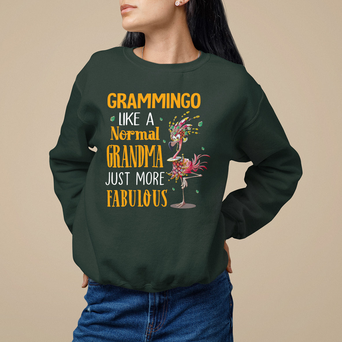 Grammingo Like A Normal Grandma Just More Fabulous Flamingo Sweatshirt - Wonder Print Shop