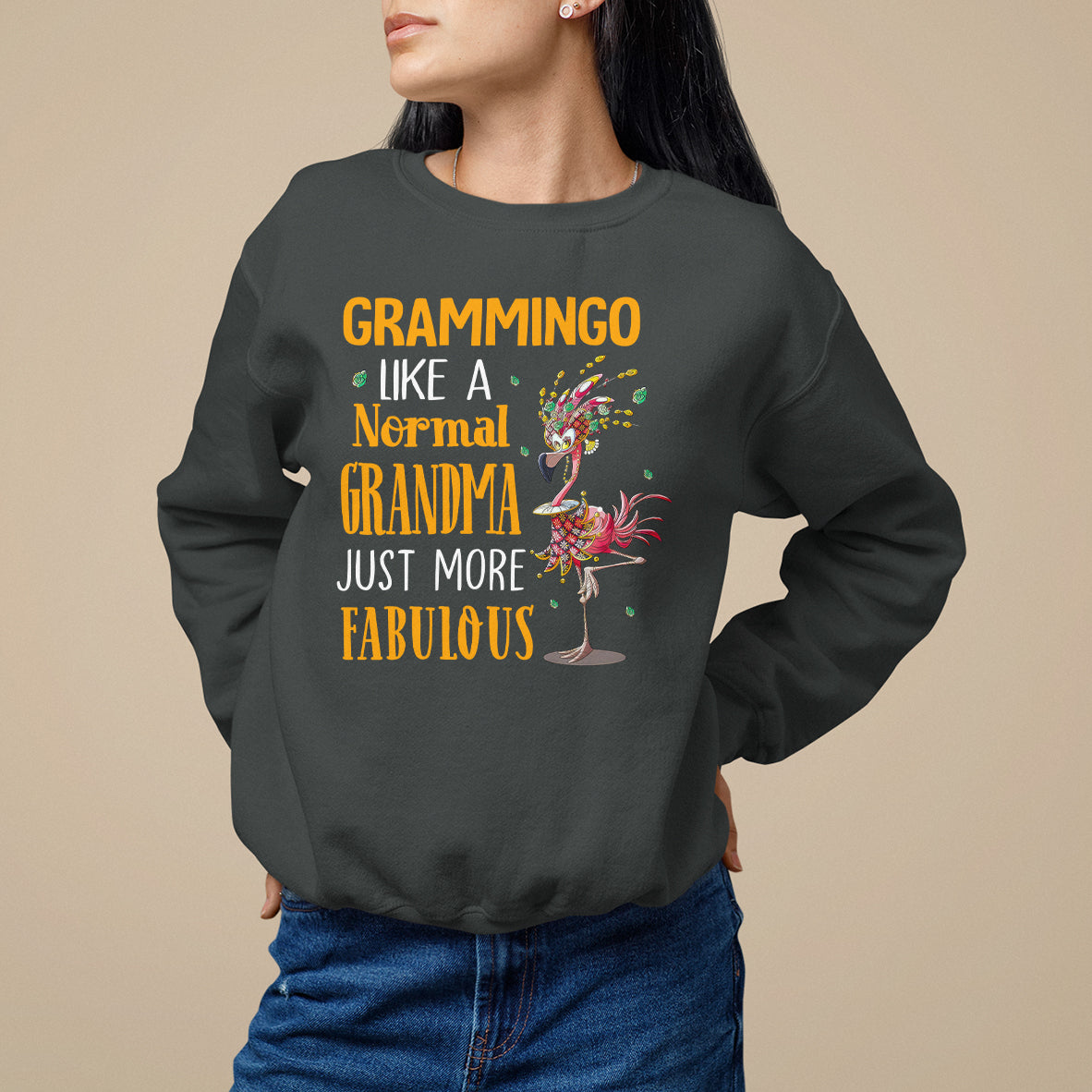 Grammingo Like A Normal Grandma Just More Fabulous Flamingo Sweatshirt - Wonder Print Shop