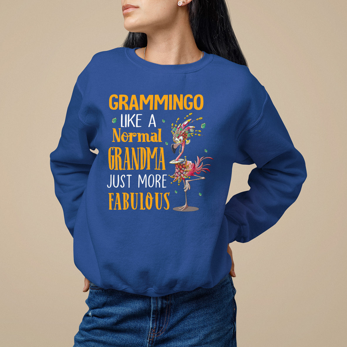Grammingo Like A Normal Grandma Just More Fabulous Flamingo Sweatshirt - Wonder Print Shop