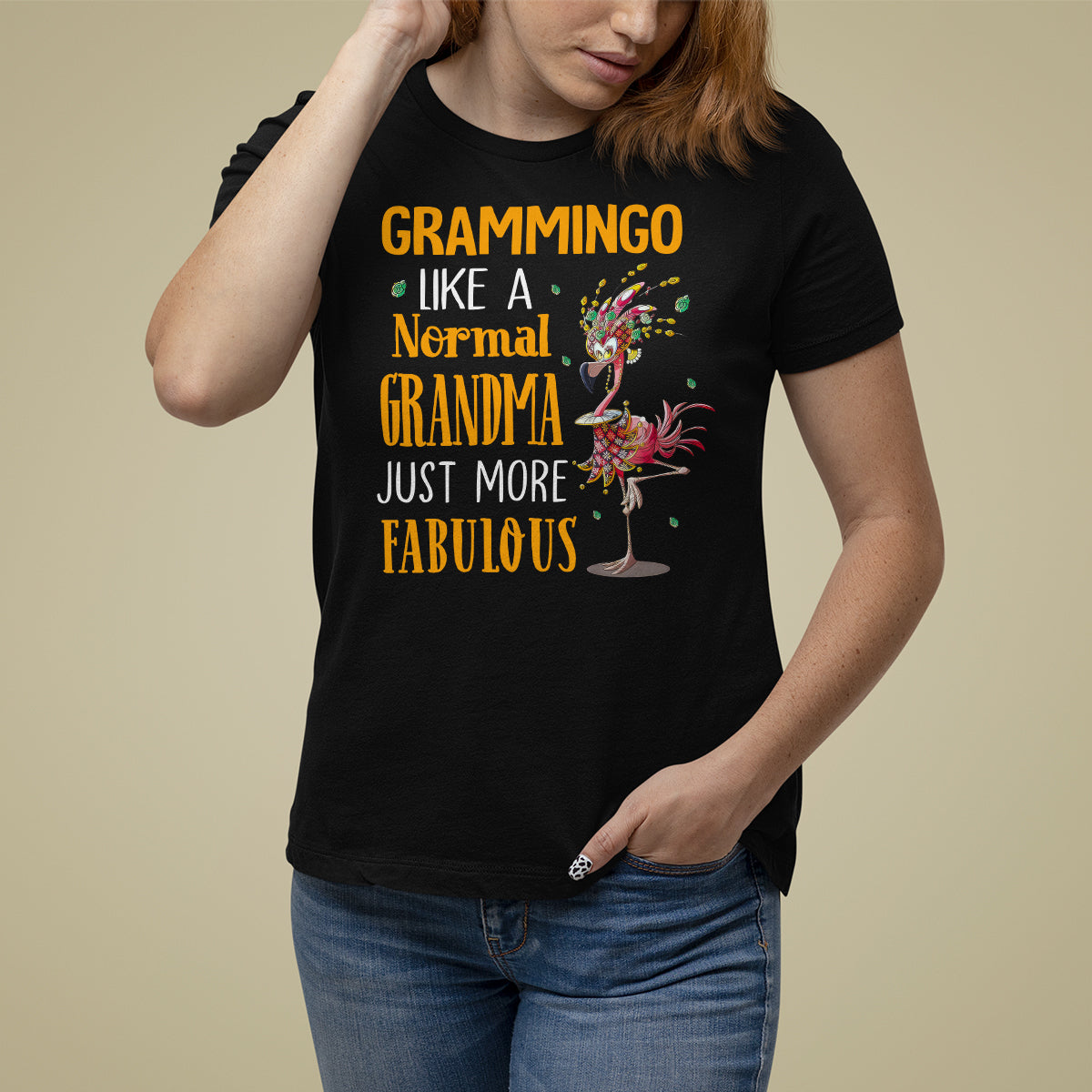 Grammingo Like A Normal Grandma Just More Fabulous Flamingo T Shirt For Women - Wonder Print Shop