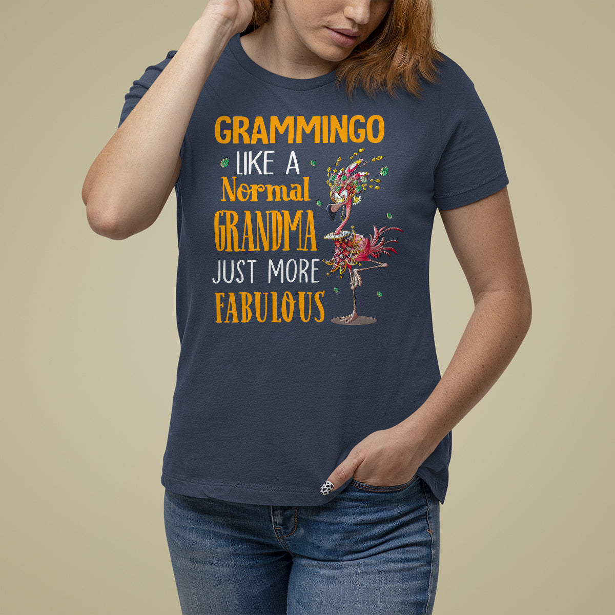 Grammingo Like A Normal Grandma Just More Fabulous Flamingo T Shirt For Women - Wonder Print Shop