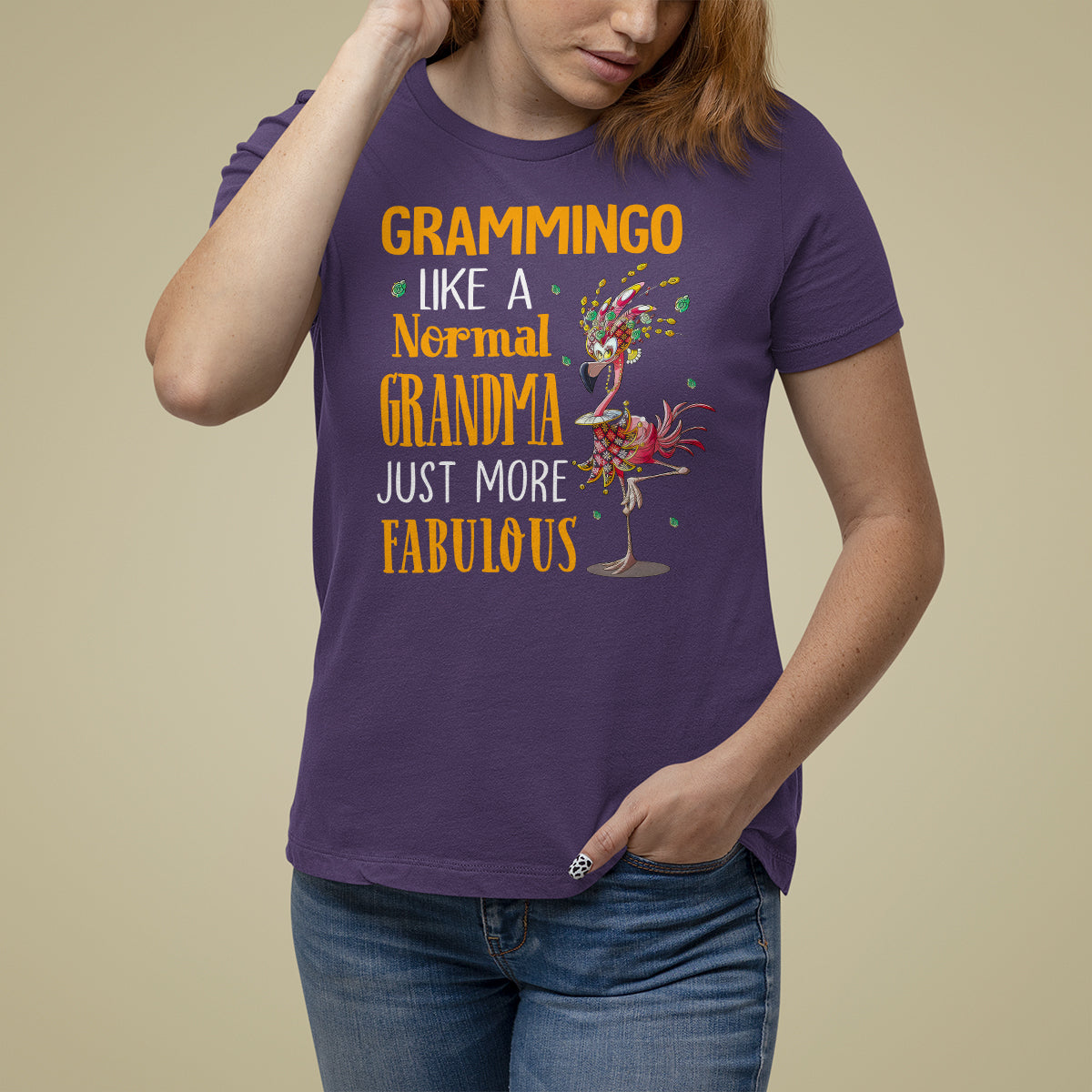 Grammingo Like A Normal Grandma Just More Fabulous Flamingo T Shirt For Women - Wonder Print Shop