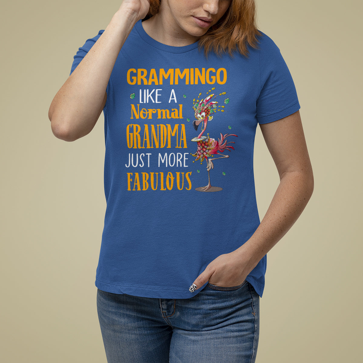 Grammingo Like A Normal Grandma Just More Fabulous Flamingo T Shirt For Women - Wonder Print Shop