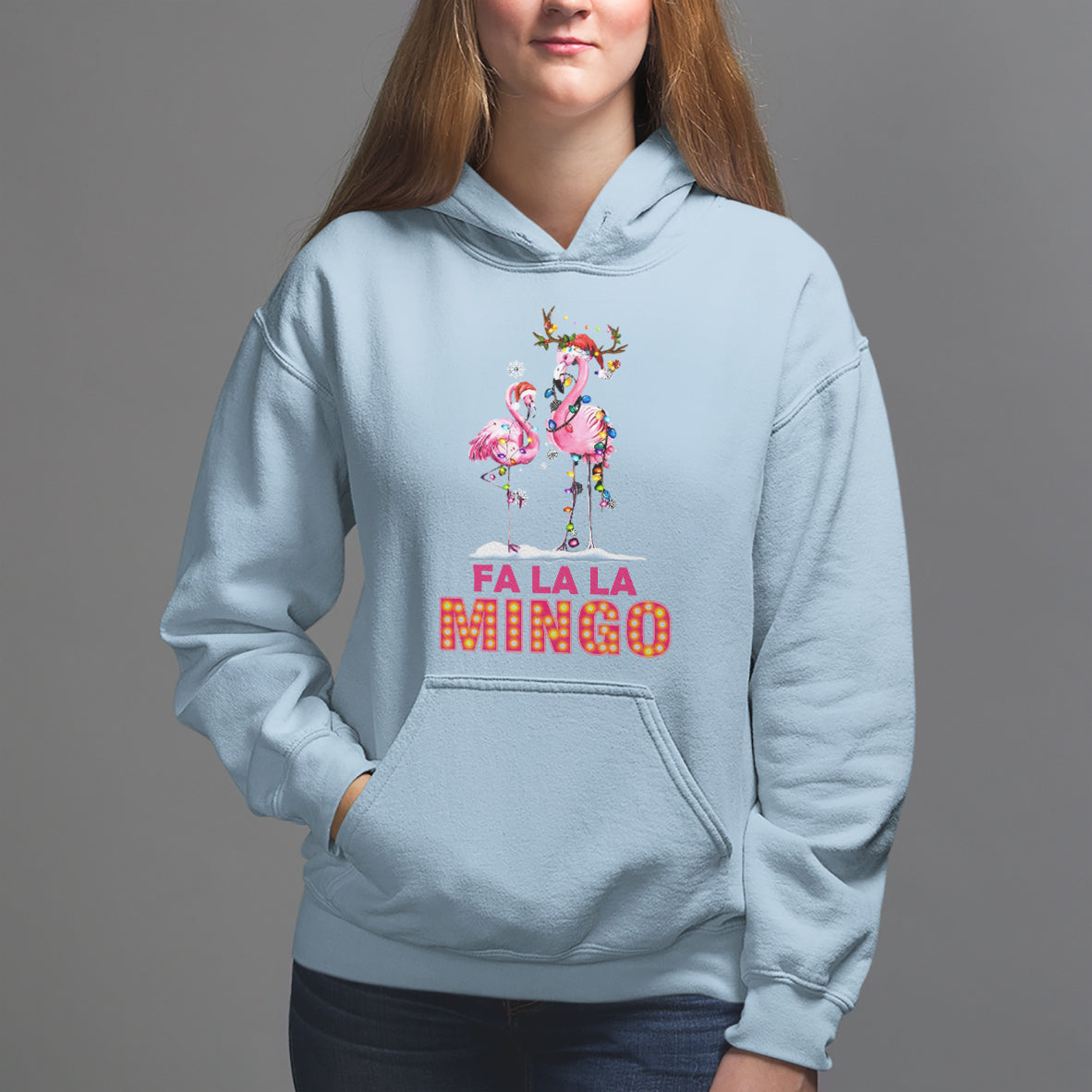 Fa La La Mingo Flamingo Hawaiian Retro Christmas Hoodie - Wonder Print Shop