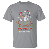 Be Nice To The Nurse Santa is Watching Funny Christmas T Shirt - Wonder Print Shop