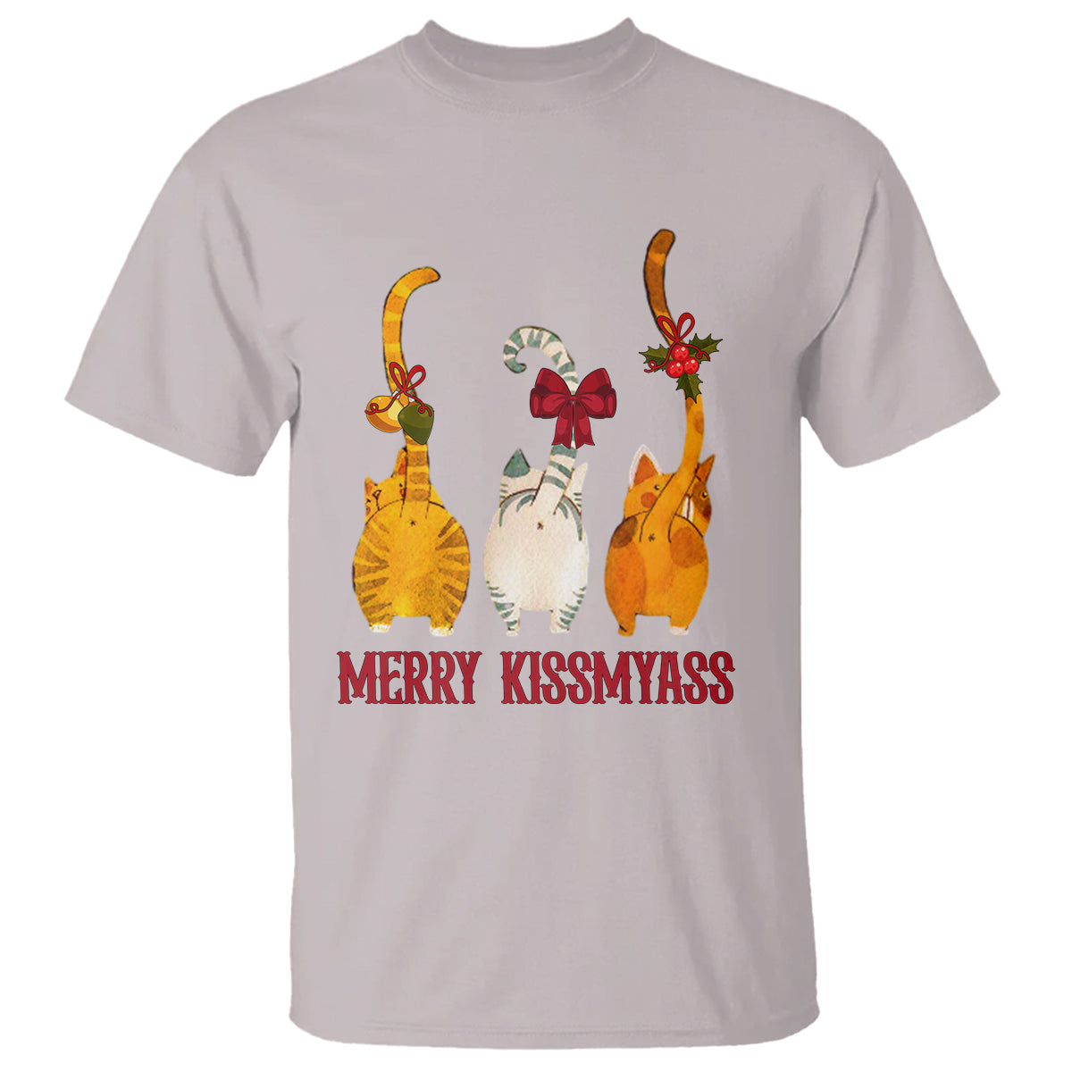 Merry Kissmyass Funny Cat Christmas T Shirt - Wonder Print Shop