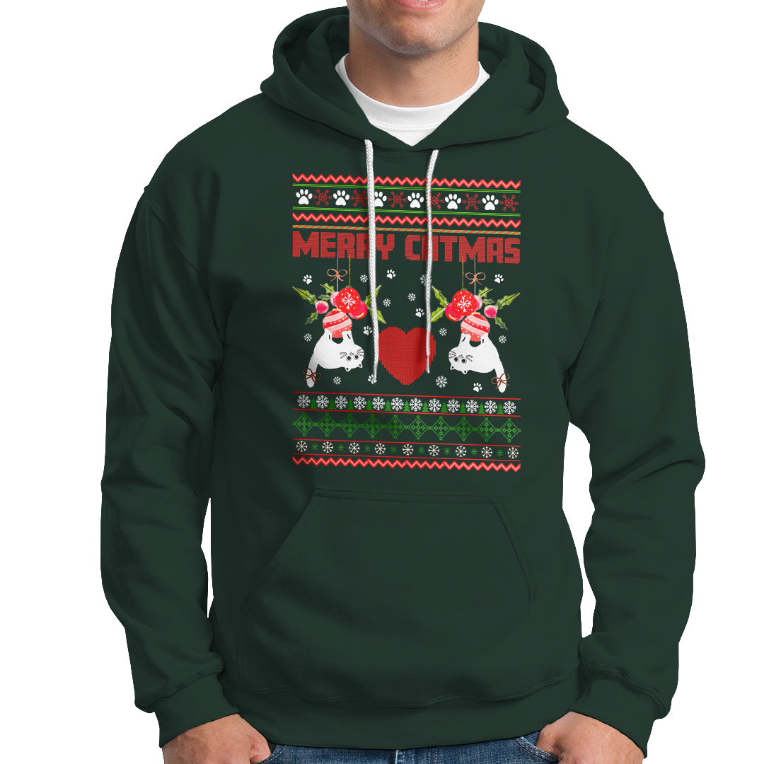 Merry Catmas Funny Cat Christmas Hoodie - Wonder Print Shop