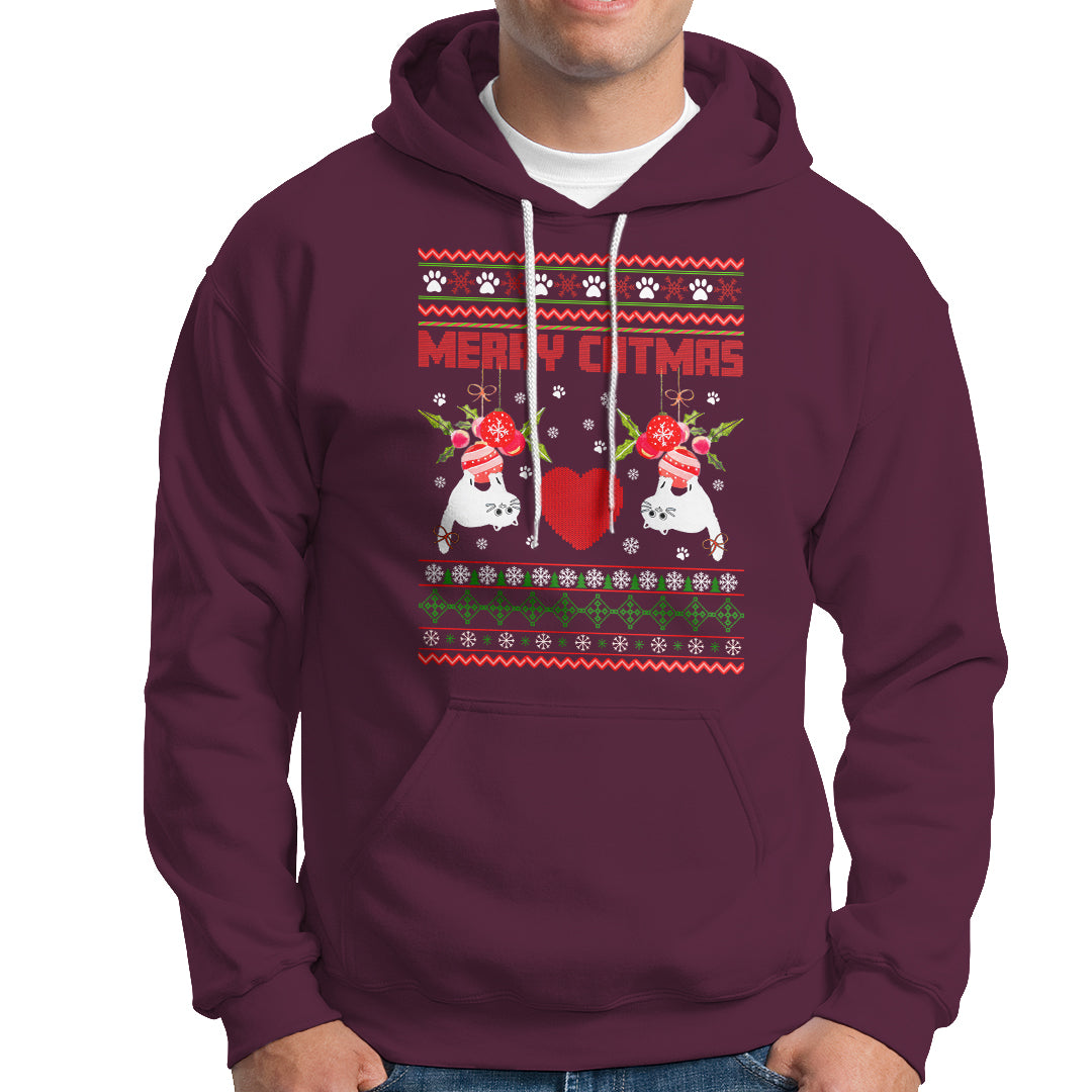Merry Catmas Funny Cat Christmas Hoodie - Wonder Print Shop