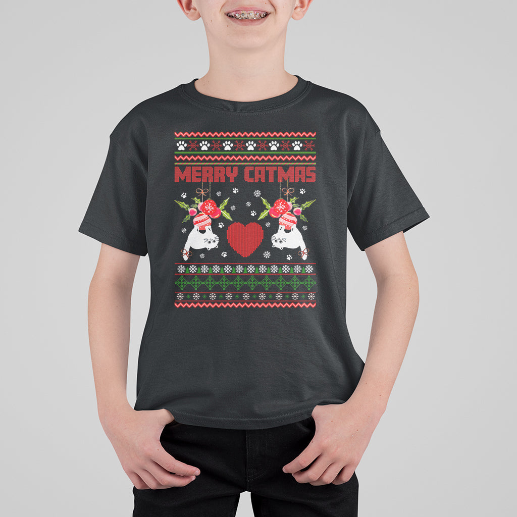 Merry Catmas Funny Cat Christmas T Shirt For Kid - Wonder Print Shop
