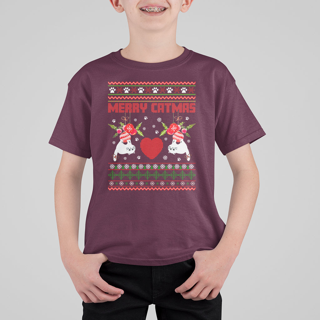 Merry Catmas Funny Cat Christmas T Shirt For Kid - Wonder Print Shop