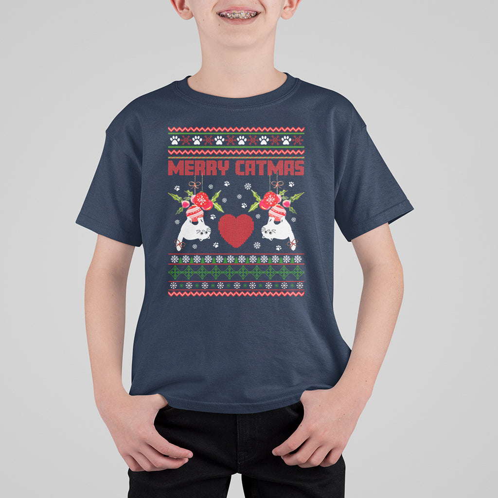 Merry Catmas Funny Cat Christmas T Shirt For Kid - Wonder Print Shop