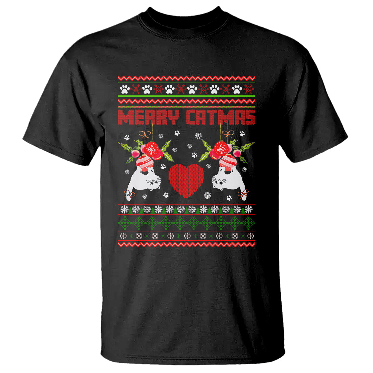 Merry Catmas Funny Cat Christmas T Shirt - Wonder Print Shop