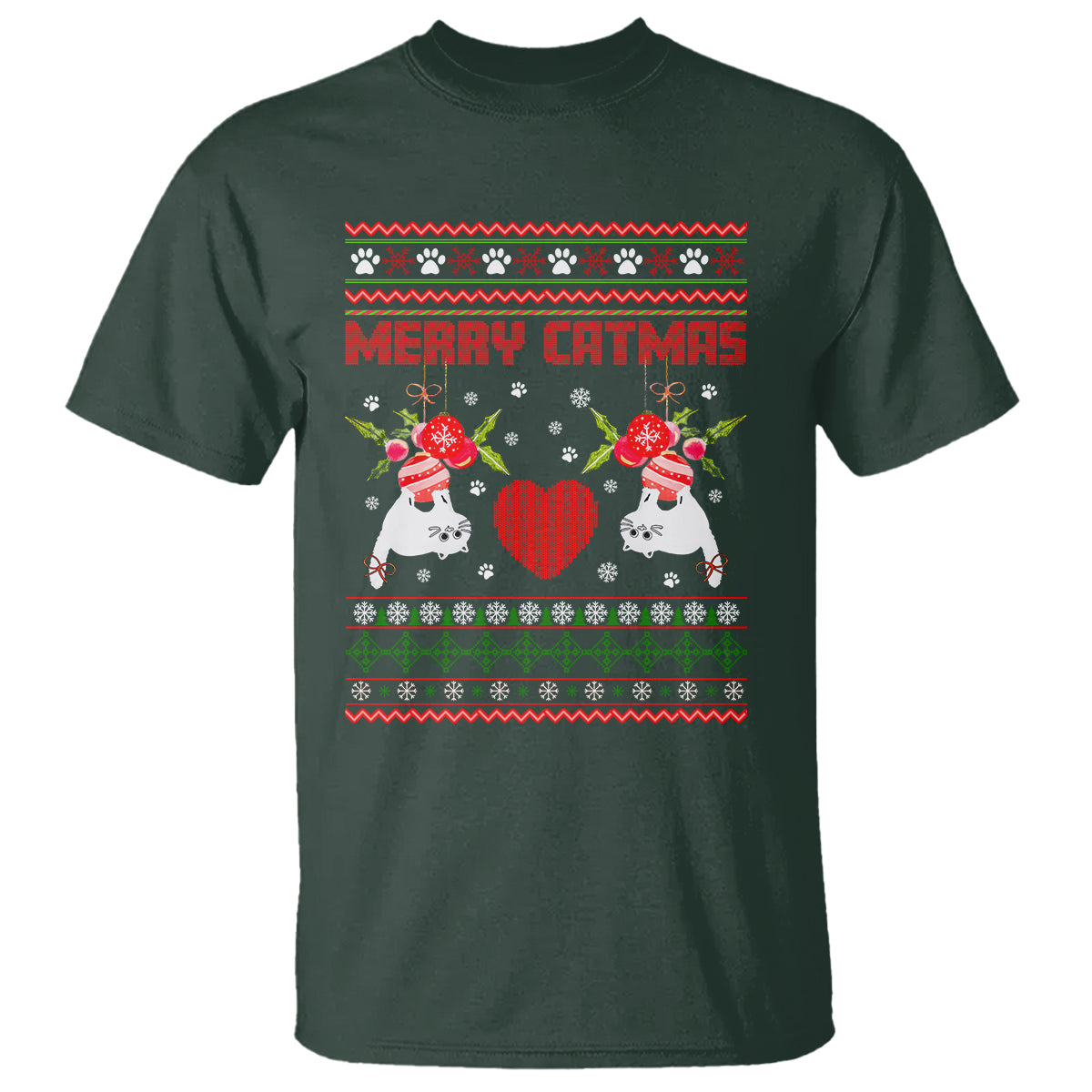 Merry Catmas Funny Cat Christmas T Shirt - Wonder Print Shop