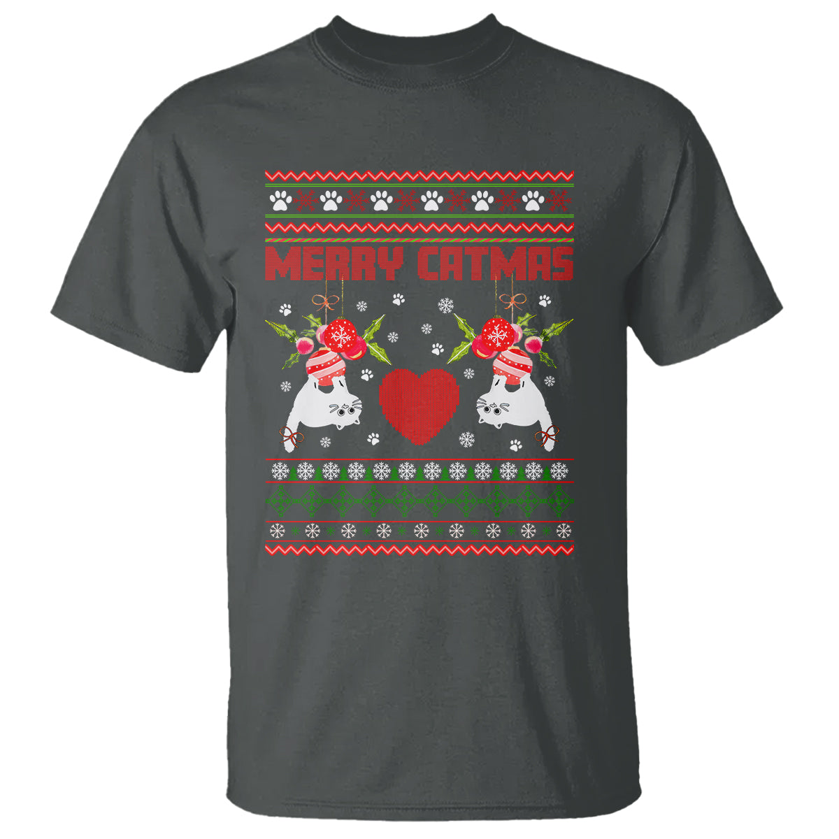 Merry Catmas Funny Cat Christmas T Shirt - Wonder Print Shop