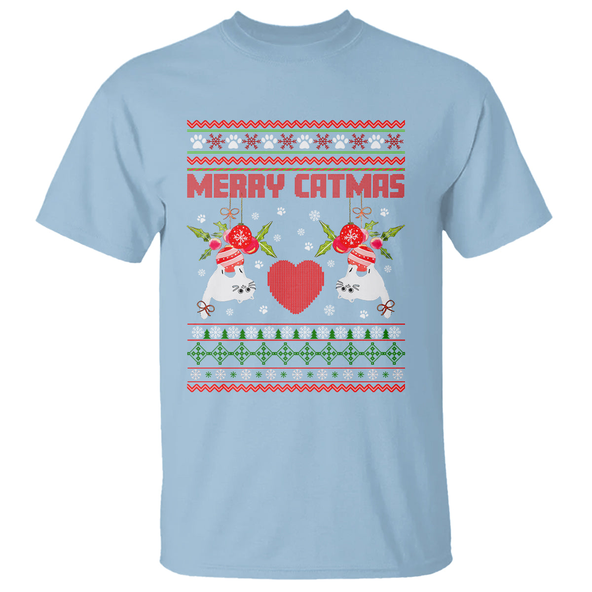 Merry Catmas Funny Cat Christmas T Shirt - Wonder Print Shop