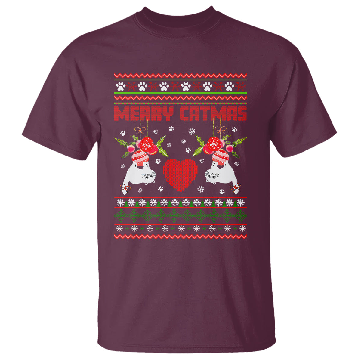 Merry Catmas Funny Cat Christmas T Shirt - Wonder Print Shop