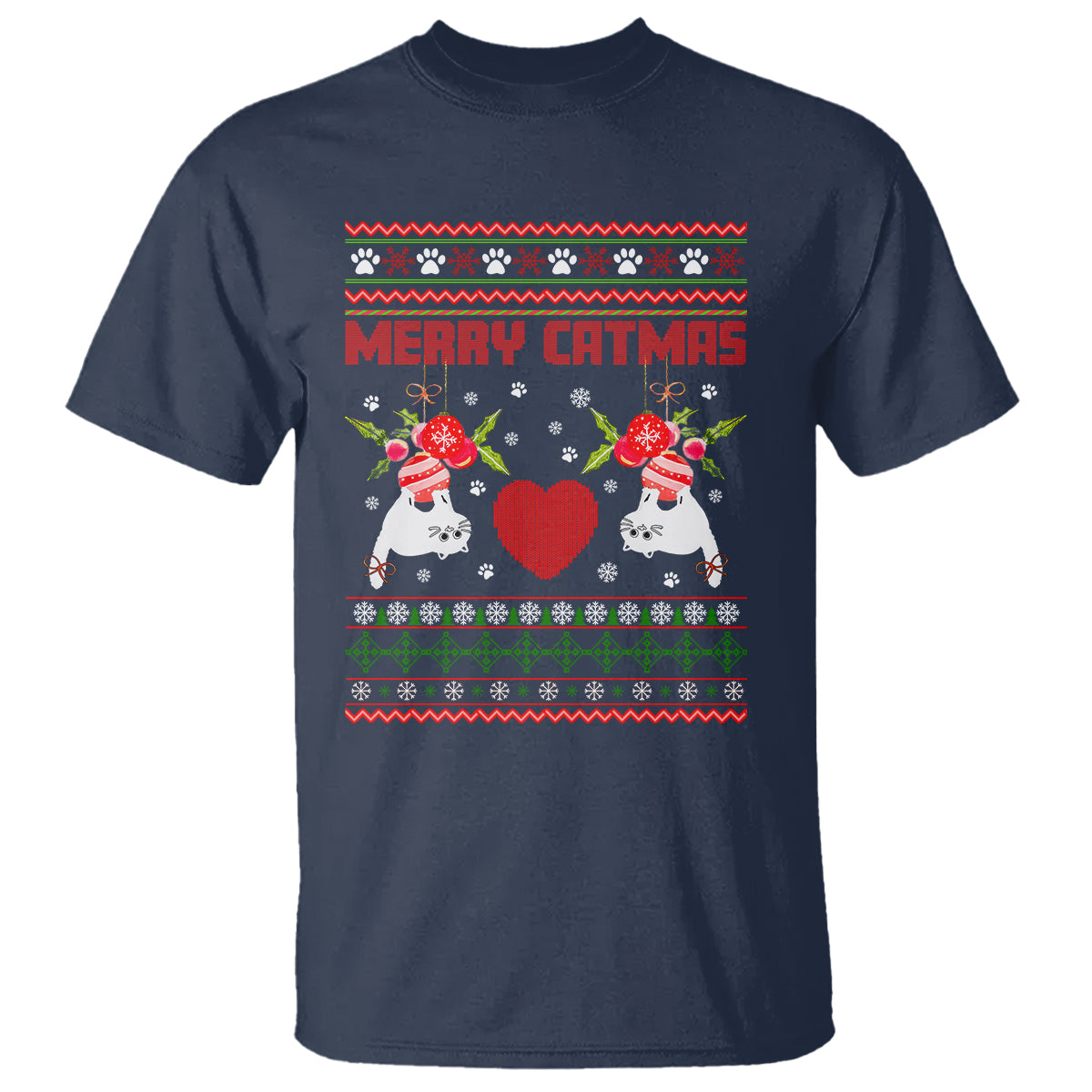 Merry Catmas Funny Cat Christmas T Shirt - Wonder Print Shop