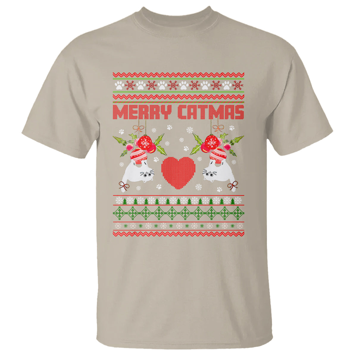 Merry Catmas Funny Cat Christmas T Shirt - Wonder Print Shop