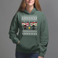 Meowy Xmas Funny Cat Couple With Sunglass Hoodie - Wonder Print Shop