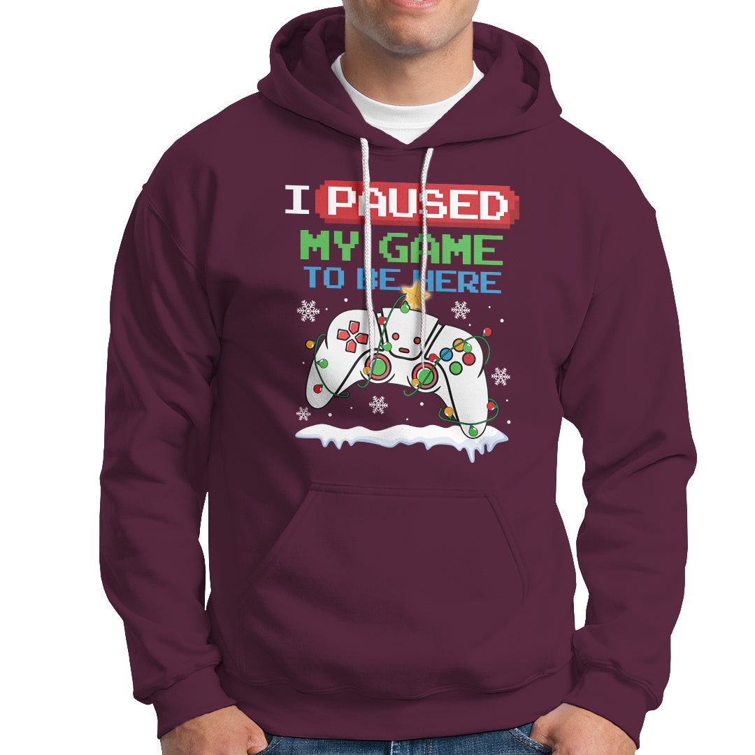 Christmas Gamer I Paused My Game To Be Here Hoodie - Wonder Print Shop