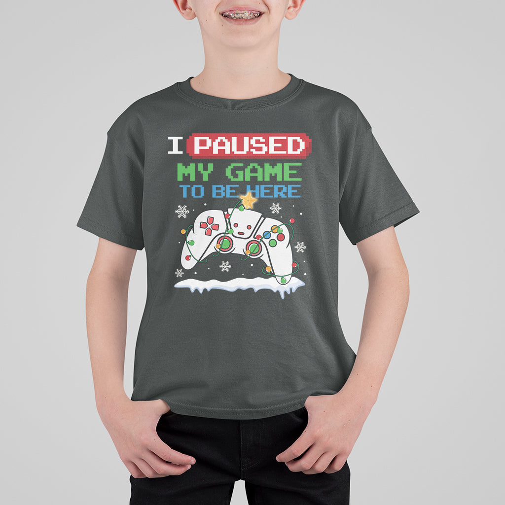 Christmas Gamer I Paused My Game To Be Here T Shirt For Kid - Wonder Print Shop