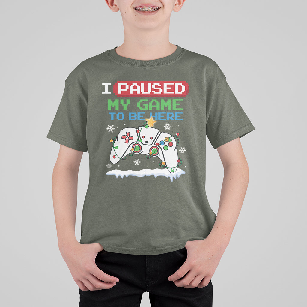 Christmas Gamer I Paused My Game To Be Here T Shirt For Kid - Wonder Print Shop