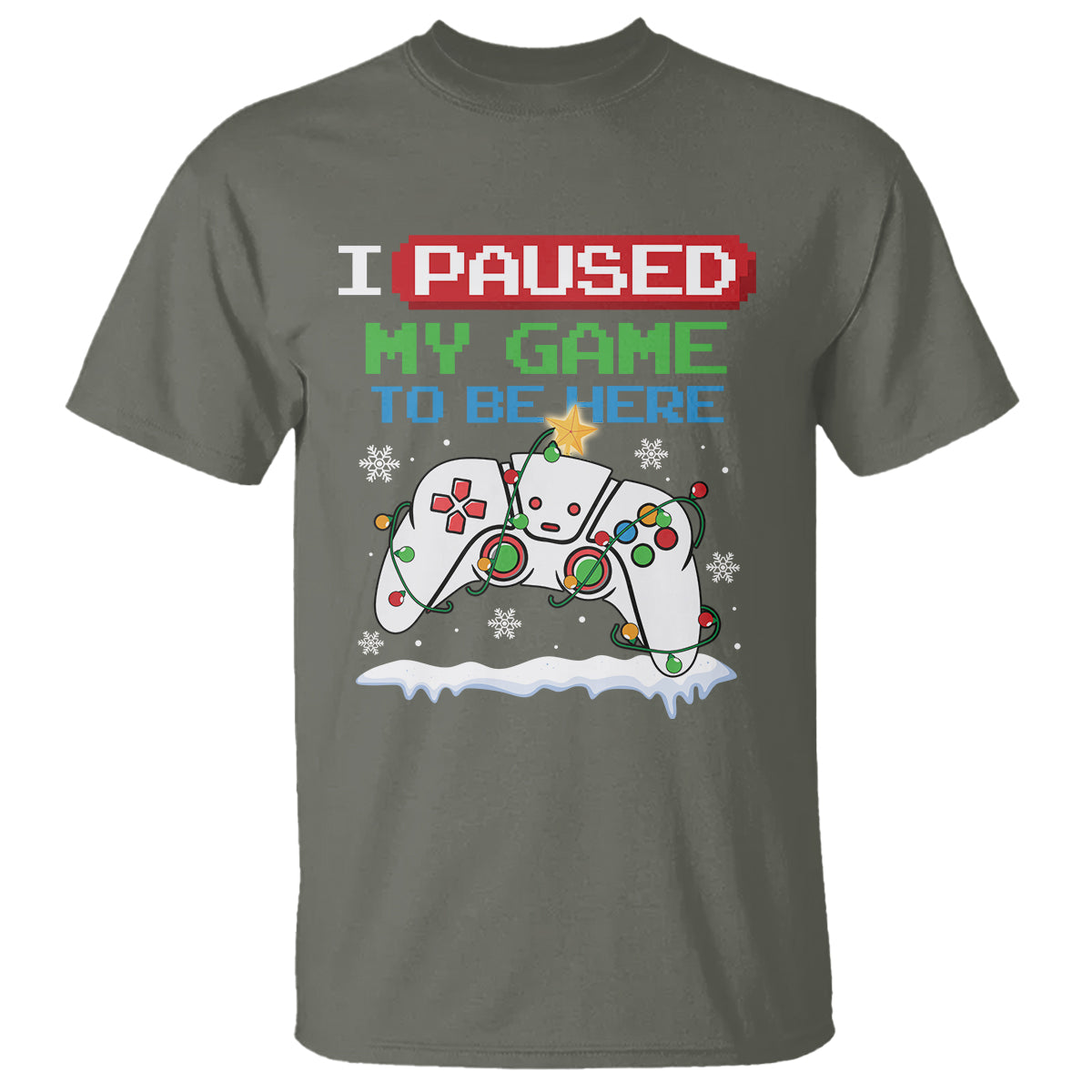 Christmas Gamer I Paused My Game To Be Here T Shirt - Wonder Print Shop