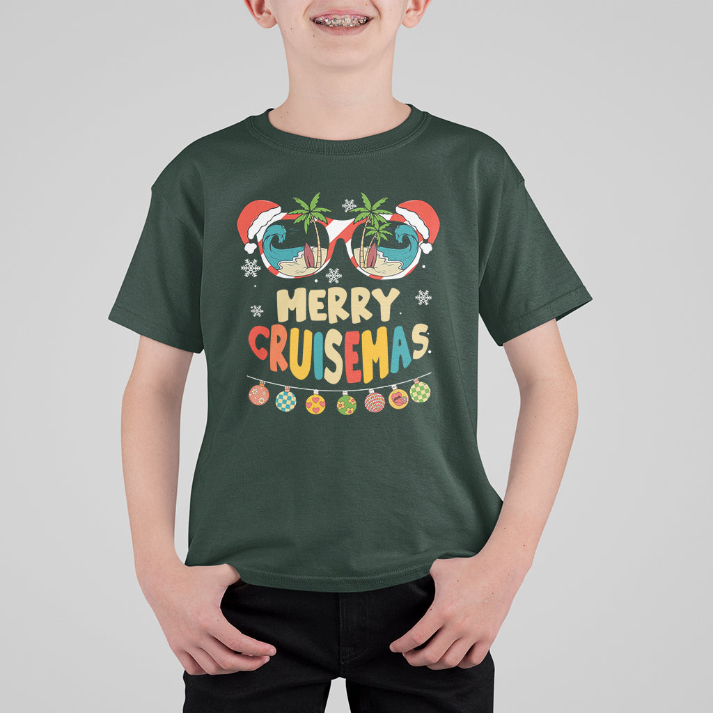 Merry Cruisemas Hawaiian Christmas Palm Tree Sunglass T Shirt For Kid - Wonder Print Shop