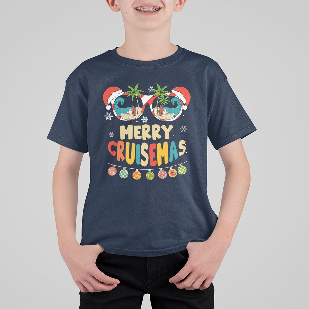 Merry Cruisemas Hawaiian Christmas Palm Tree Sunglass T Shirt For Kid - Wonder Print Shop