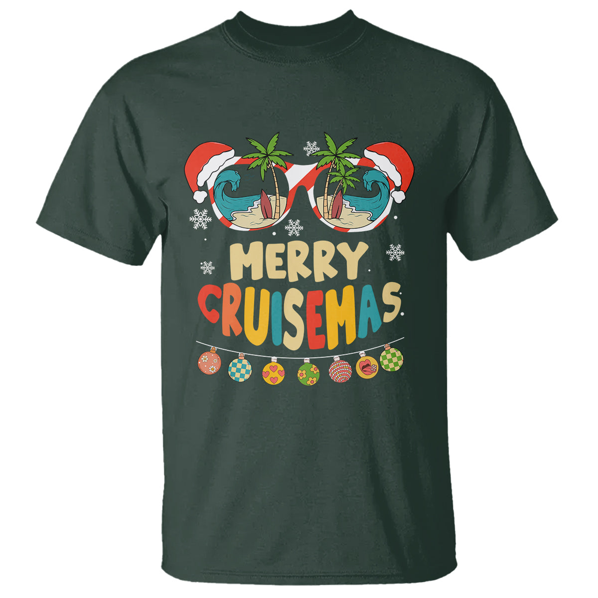 Merry Cruisemas Hawaiian Christmas Palm Tree Sunglass T Shirt - Wonder Print Shop