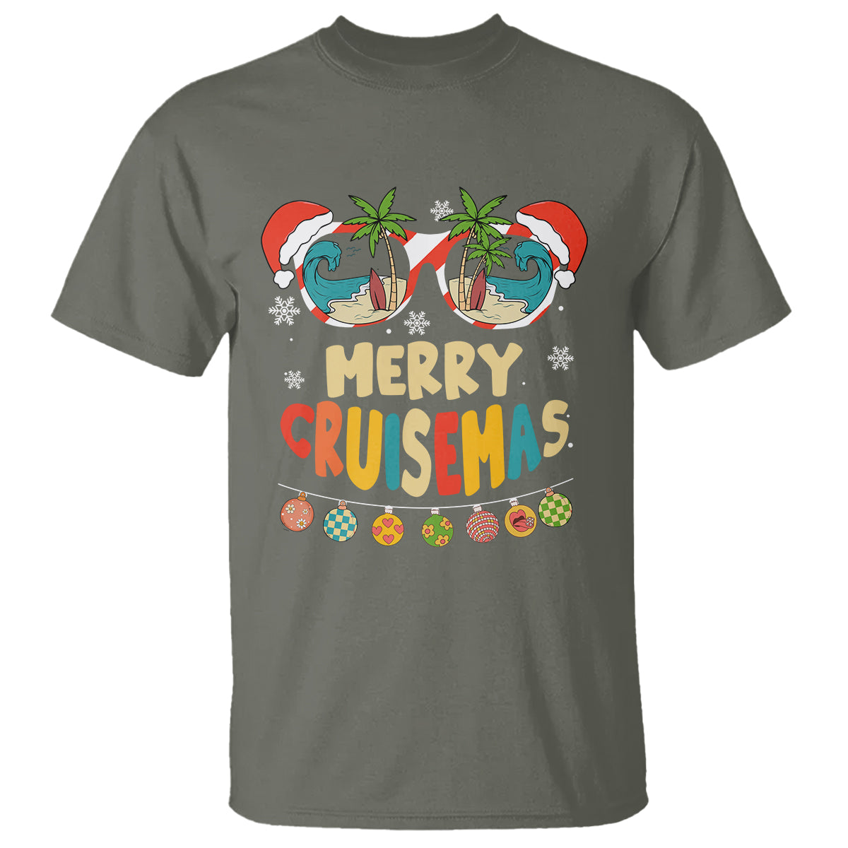 Merry Cruisemas Hawaiian Christmas Palm Tree Sunglass T Shirt - Wonder Print Shop