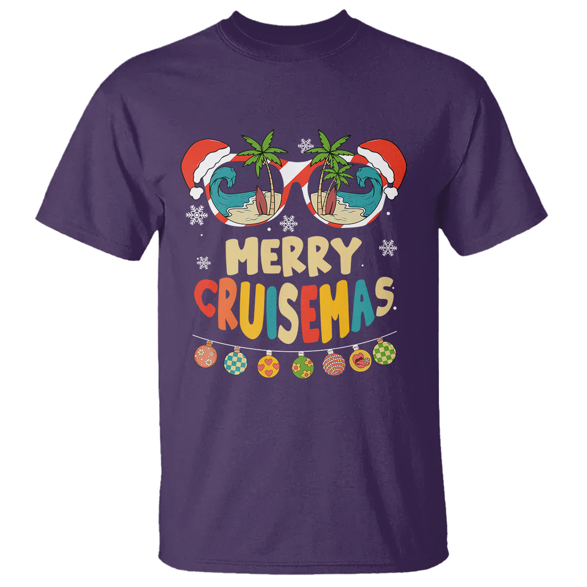 Merry Cruisemas Hawaiian Christmas Palm Tree Sunglass T Shirt - Wonder Print Shop