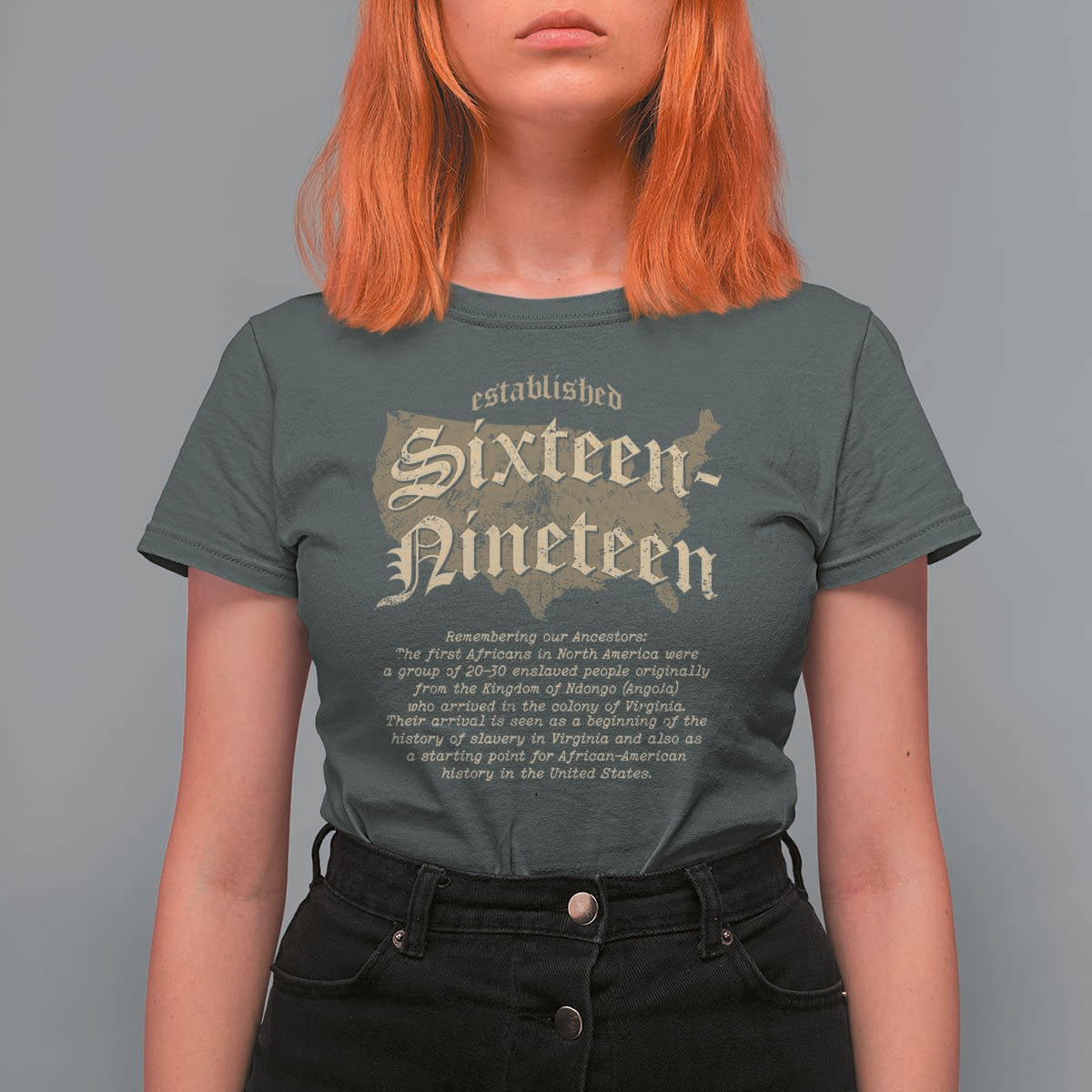 Black History T Shirt For Women 1619 Sixteen-Nineteen Established