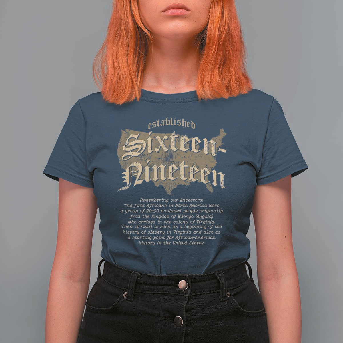 Black History T Shirt For Women 1619 Sixteen-Nineteen Established