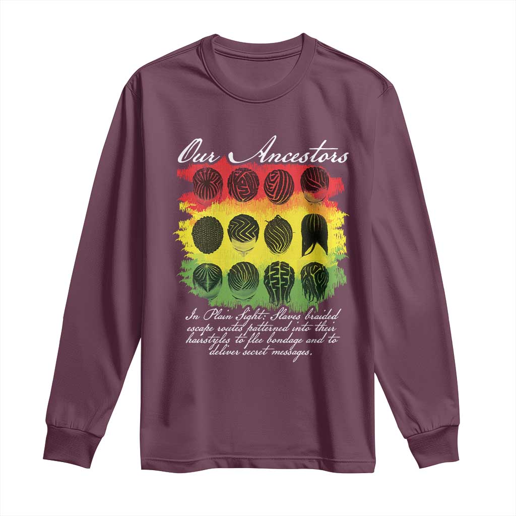 Black History Long Sleeve Shirt Our Ancestors Escape Routes Braids