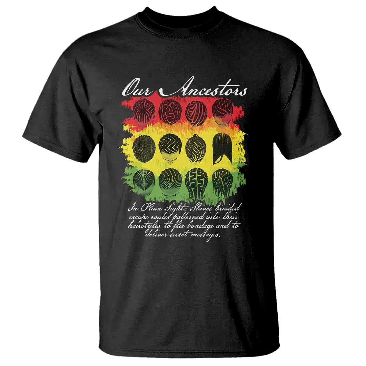 Black History T Shirt Our Ancestors Escape Routes Braids