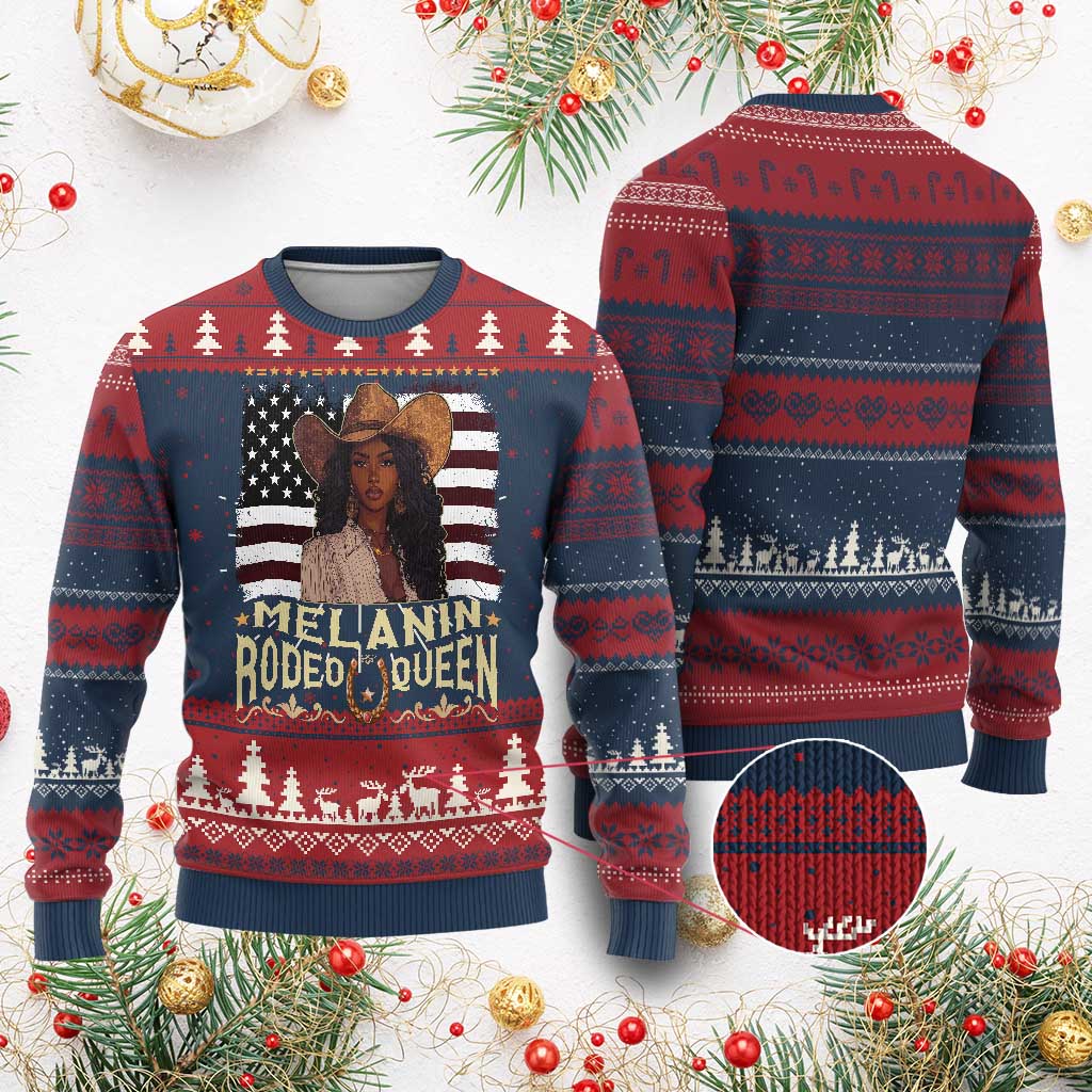 Black Cowgirl Ugly Christmas Sweater Melanin Rodeo Queen African American