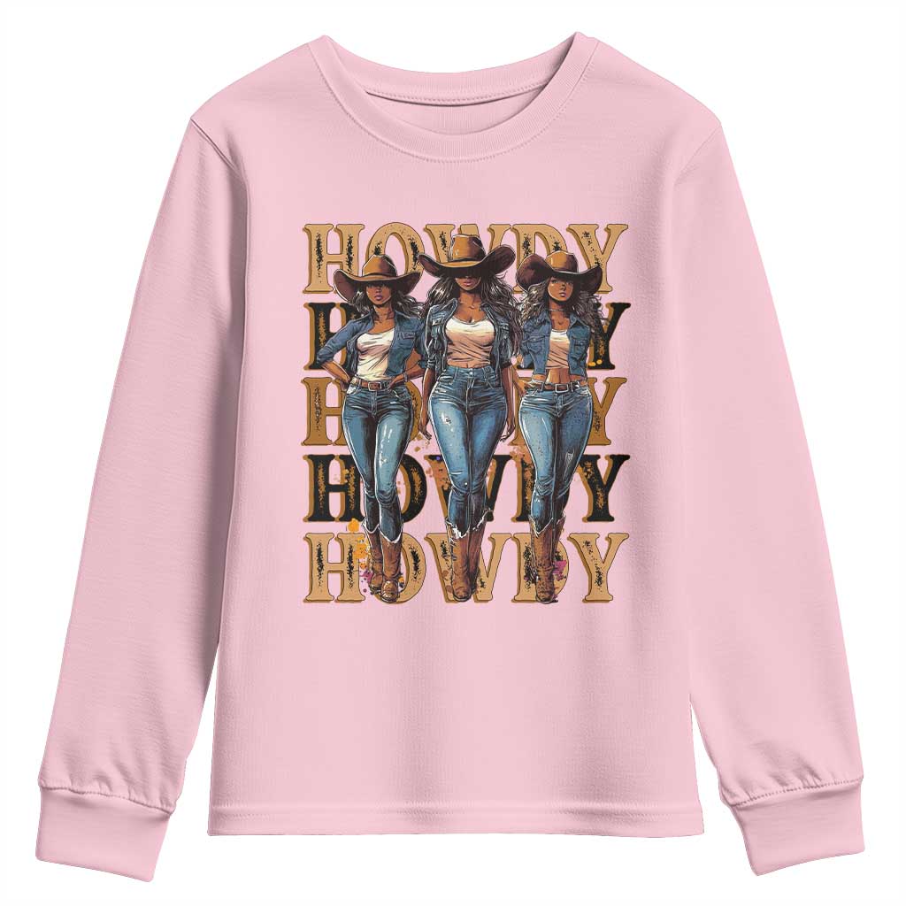 Black Cowgirl Youth Sweatshirt Howdy Melanin Rodeo Queen