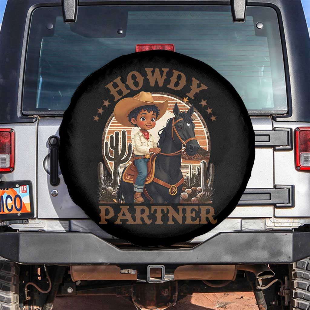 Black Cowboy Spare Tire Cover Howdy Partner Black History Month