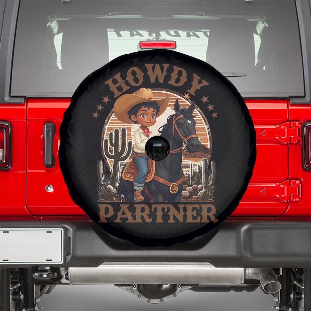 Black Cowboy Spare Tire Cover Howdy Partner Black History Month