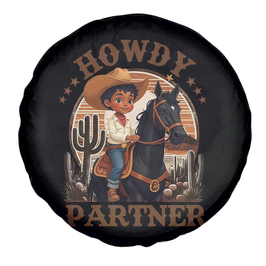 Black Cowboy Spare Tire Cover Howdy Partner Black History Month