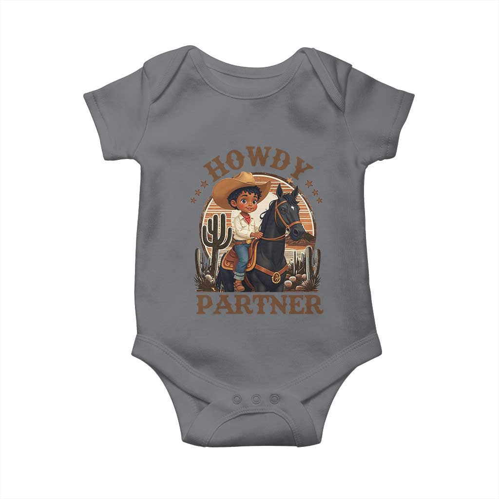 Black Cowboy Baby Onesie Howdy Partner Black History Month