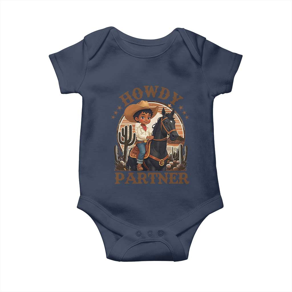Black Cowboy Baby Onesie Howdy Partner Black History Month