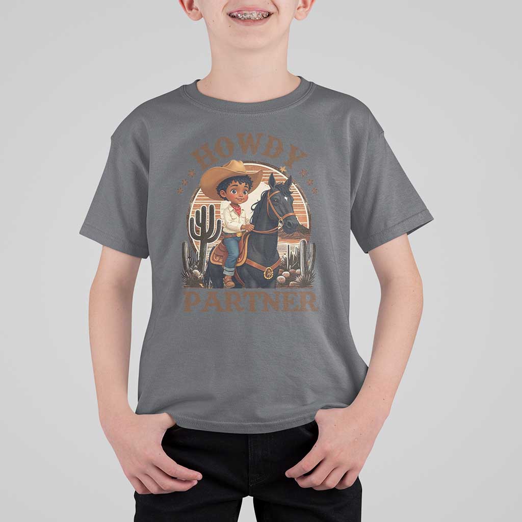 Black Cowboy T Shirt For Kid Howdy Partner Black History Month
