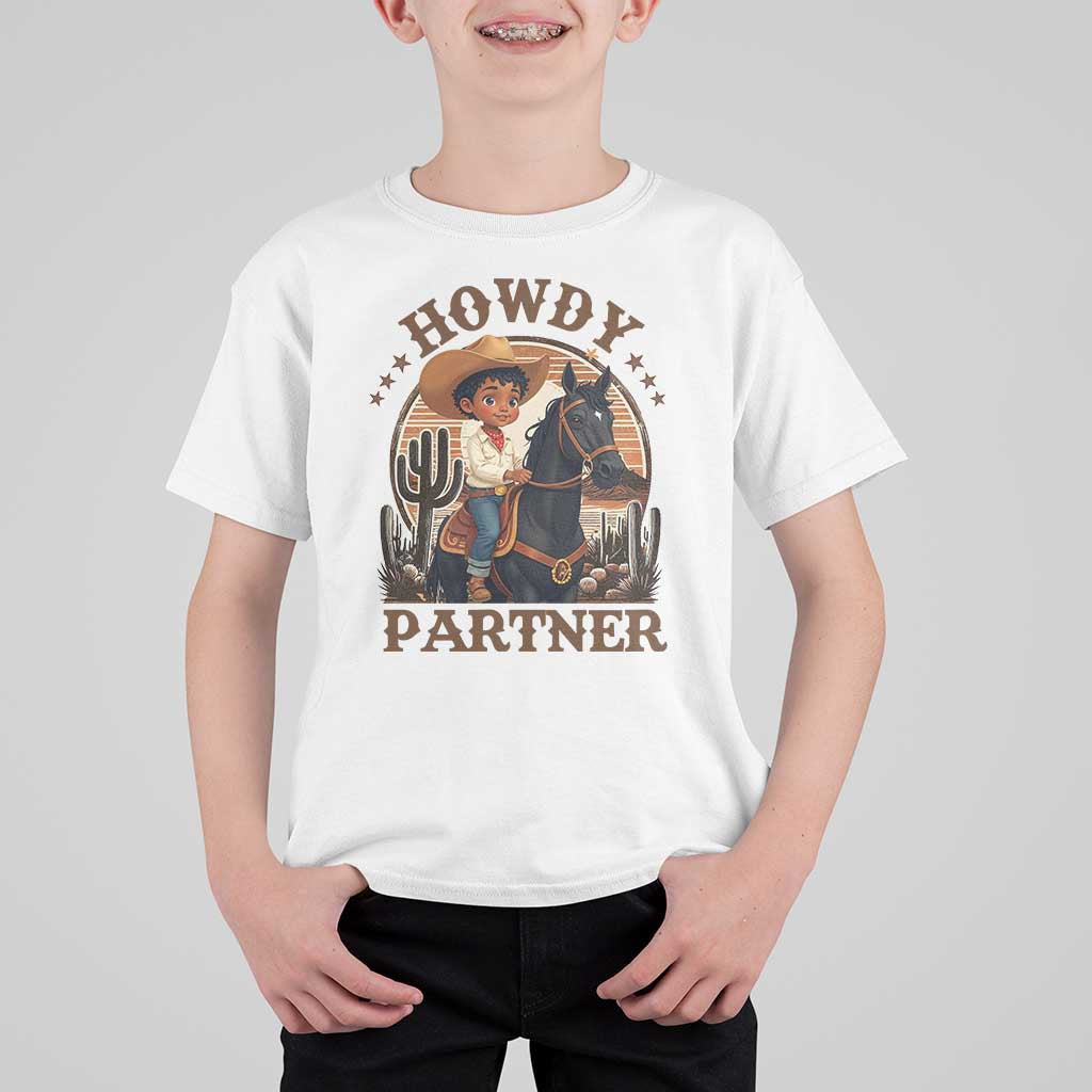 Black Cowboy T Shirt For Kid Howdy Partner Black History Month