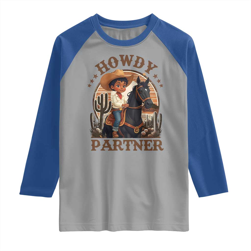 Black Cowboy Raglan Shirt Howdy Partner Black History Month