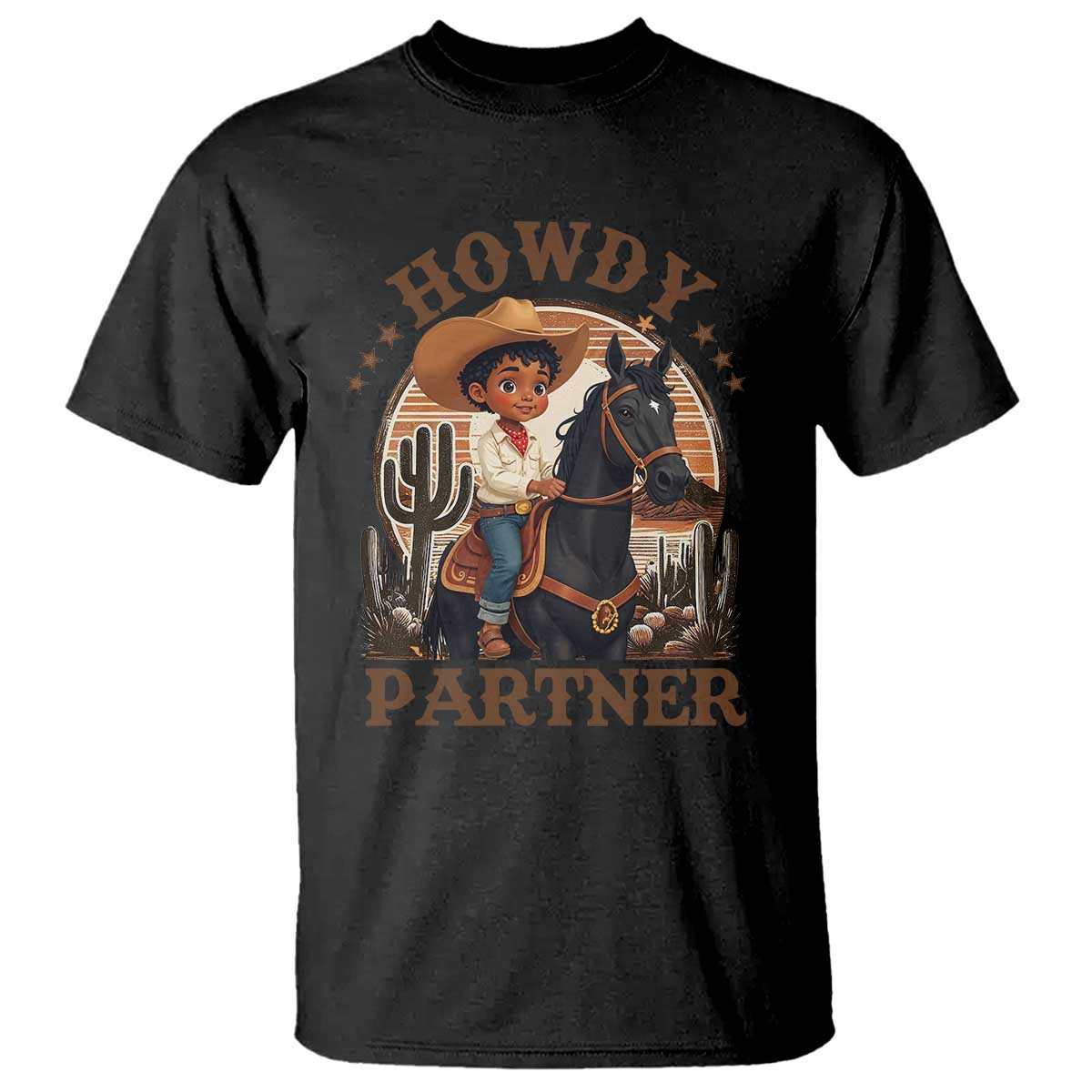 Black Cowboy T Shirt Howdy Partner Black History Month