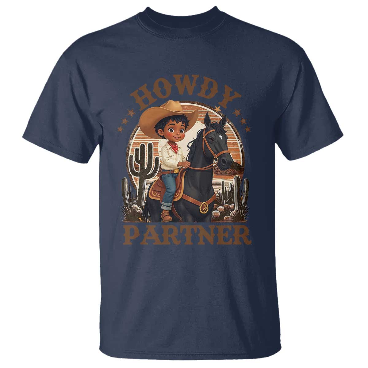 Black Cowboy T Shirt Howdy Partner Black History Month