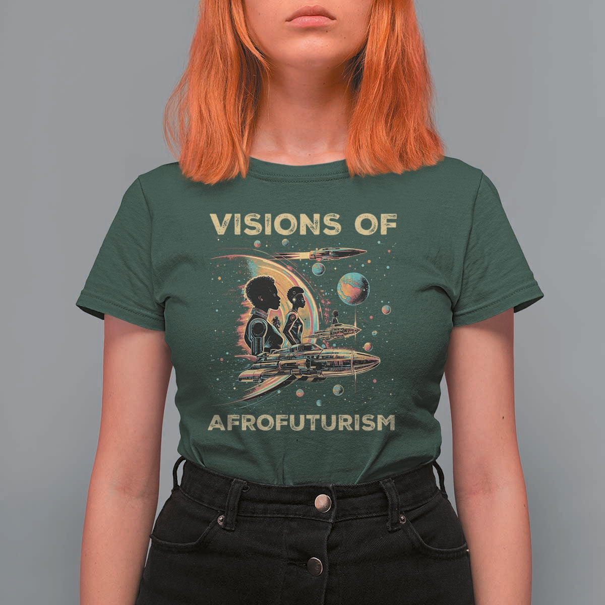 Visions Of Afrofuturism African American T Shirt For Women Black History And Future